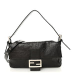 Crackled Calfskin Baguette 26424 Black