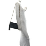 Pebbled Calfskin Medium Soho Flap Crossbody Black
