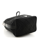 Tessuto Nylon Quilted Drawstring Bucket Bag Black