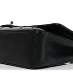 Caviar Quilted Medium Double Flap Black