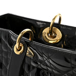 Patent Cannage Large Lady Dior Black