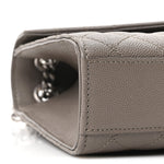 Grain De Poudre Textured Mixed Matelasse Medium Triquilt Monogram Satchel Greyish Brown