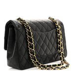 Lambskin Quilted Medium Double Flap Black