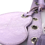 Extra Supple Calfskin Crocodile Embossed Le Cagole Shoulder Bag XS Lilac