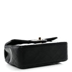 Lambskin Quilted Mini Top Handle Rectangular Flap Black