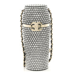Metal Resin Lambskin Crystal Lipstick Case Long Necklace On Chain Silver Black Gold