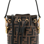 Vitello Liberty F is Fendi Bi-Color FF 1974 Embossed Mini Mon Tresor Bucket Bag Maya Black