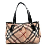 Patent Trim Supernova Check Medium Melbury Tote Black