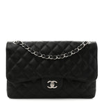 Caviar Quilted Jumbo Double Flap Black