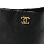 Calfskin Stitched Hobo Black