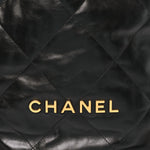 Shiny Calfskin Quilted Chanel 22 Backpack Black