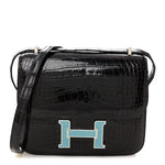 Shiny Alligator Enamel Constance 18 Prunoir Bleu Saint Cyr