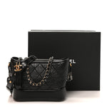 Aged Calfskin Quilted Small Gabrielle Logo Hobo Black
