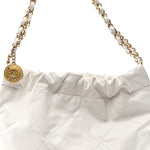 Shiny Calfskin Quilted Small Chanel 22 White