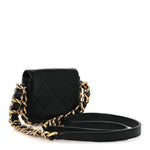 Calfskin Quilted Mini Framing Chain Bag Black