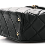 Lambskin Quilted Small Box Bag Black