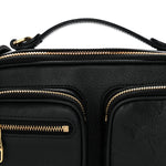 Calfskin Monogram Embossed Utility Crossbody Black