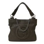 Sakai Be Green Calfskin Diagonal Stitched Small Blondie Tote Craclet Brown