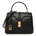 Satinated Calfskin Small 16 Top Handle Bag Black