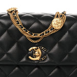 Lambskin Quilted Mini Medallion Multi Chain Flap Black