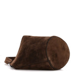 Suede Calfskin Mini Lotus Tote  Dark Brown