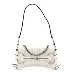 Nappa Vertical Matelasse Small Maxi Horsebit Chain Shoulder Bag Great White