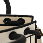Fabric Jacquard Mini Roma Shopper Tote Natural Black