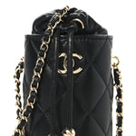 Lambskin Quilted Mini Bucket Bag With Chain Black