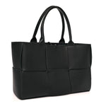 Grained Calfskin Intrecciato Small Arco Tote Black