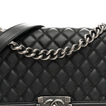 Calfskin Quilted Medium Boy Flap Black