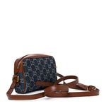 New Denim GG Monogram Dollar Calfskin Mini Ophidia Shoulder Bag Blue Tea Cuir Epilog
