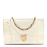 Patent Micro-Cannage Diorama Wallet on Chain Pouch White
