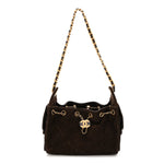 Suede Quilted Mini Chanel 25 Handbag Dark Brown
