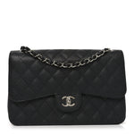 Caviar Quilted Jumbo Double Flap Black