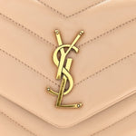 Calfskin Y Quilted Monogram Small Loulou Chain Satchel Dark Beige