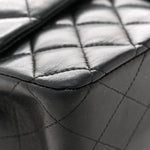 Lambskin Quilted Medium Double Flap Black