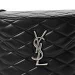 Lambskin Quilted Monogram June Box Bag  Black