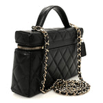 Caviar Quilted Top Handle Slim Vanity With Chain Black