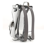 Mirror Effect GG Monogram Appia Calfskin Web Double Buckle Backpack Silver