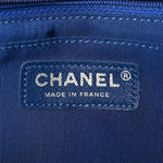 Caviar Chevron Quilted Single Flap Blue