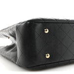 Caviar Quilted Large Shopping Tote Black