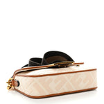 Canvas Vitello King Bi-Color Strap FF Embroidered Mini Baguette Grezzo Brandy Cuoio