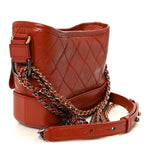 Aged Calfskin Quilted Small Gabrielle Hobo Red