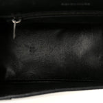 Shiny Calfskin Monochrome Crocodile Embossed Small Hourglass Top Handle Bag Black