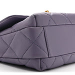 Shiny Lambskin Quilted Mini Pearl Logo Flap Light Purple