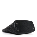 Calfskin Quilted Large Shopping In Chains Tote Black