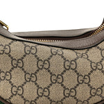 GG Supreme Monogram Textured Calfskin Web Mini Ophidia Half Moon Hobo Beige Ebony New Acero