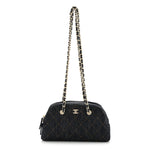 Denim Quilted Clutch With Chain Dark Blue Orange
