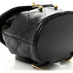 Lambskin Quilted Logo Mini Backpack Black