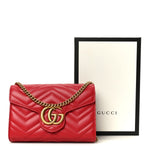 Calfskin Matelasse GG Marmont Chain Wallet Hibiscus Red